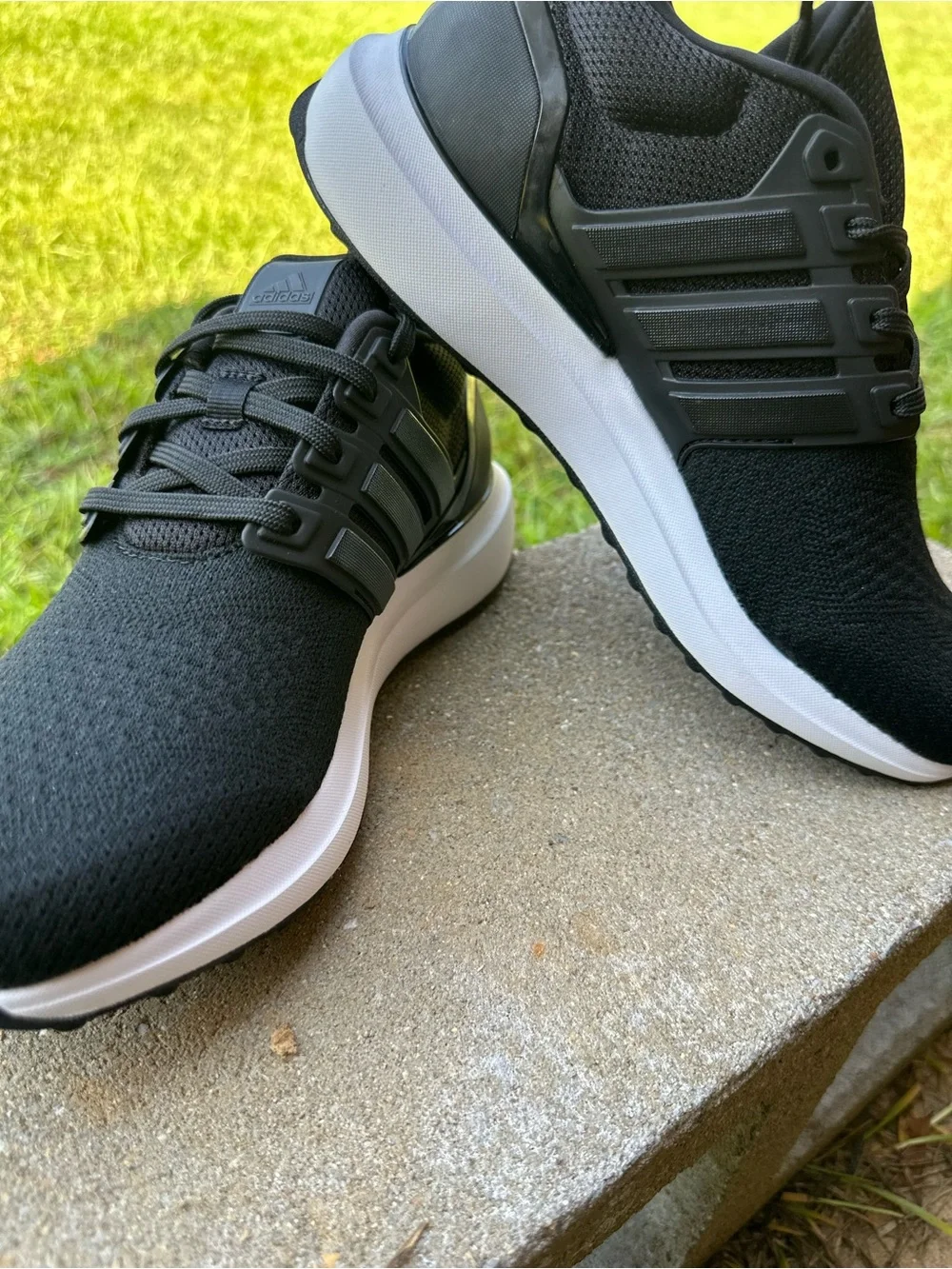 adidas Men's Black Athletic Sneakers with White Sole